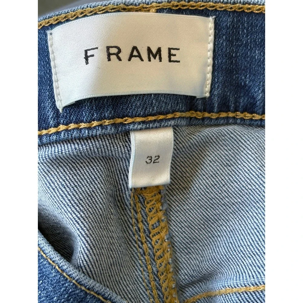 FRAME Le Sleek Straight Jeans Womens 32 Blue High Rise Ankle Denim Stretch - Picture 4 of 9